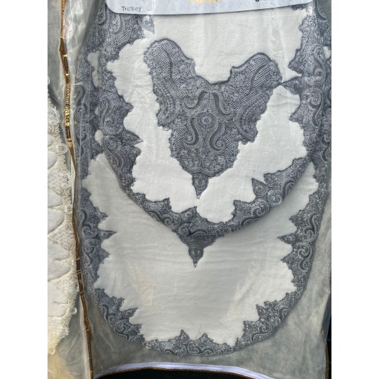 Cream on Grey Lace Bath Mat Exclusive Limited Edition